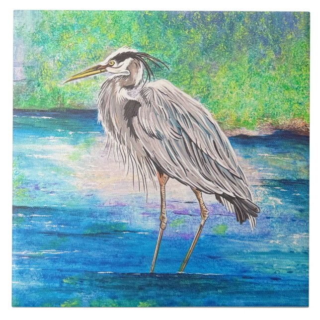 Blue Heron Watch Fliese (Vorderseite)