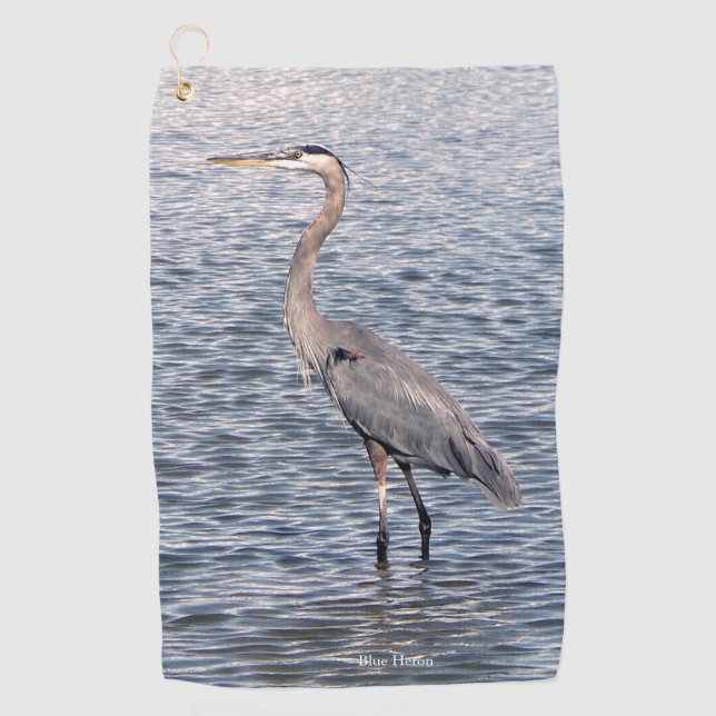 Blue Heron Water Golf Handtuch (Vorderseite)