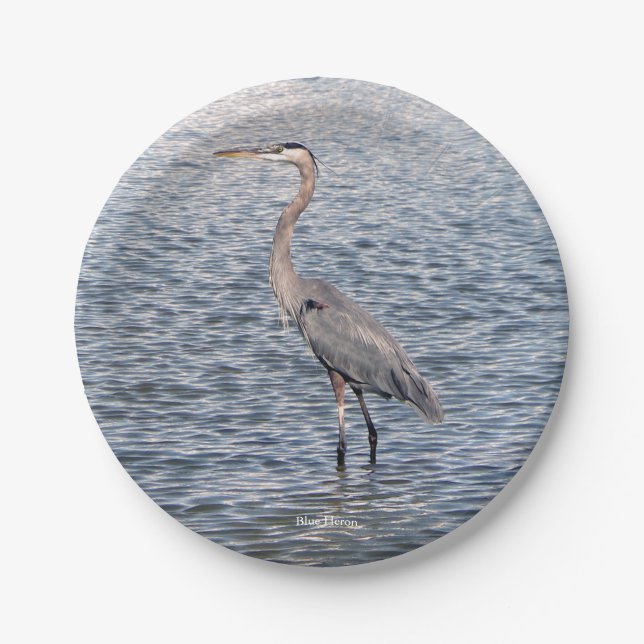 Blue Heroon Water Paper Platte Pappteller (Vorderseite)