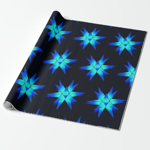 Blue Herrnhuter moravian star Weihnachten Geschenkpapier
