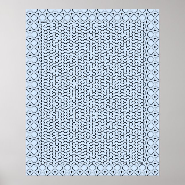 Blue Hexagon Maze Poster (Vorne)