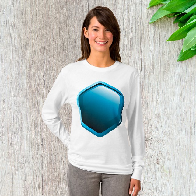 Blue Hexagon Womens Langärmel T-Shirt (Von Creator hochgeladen)