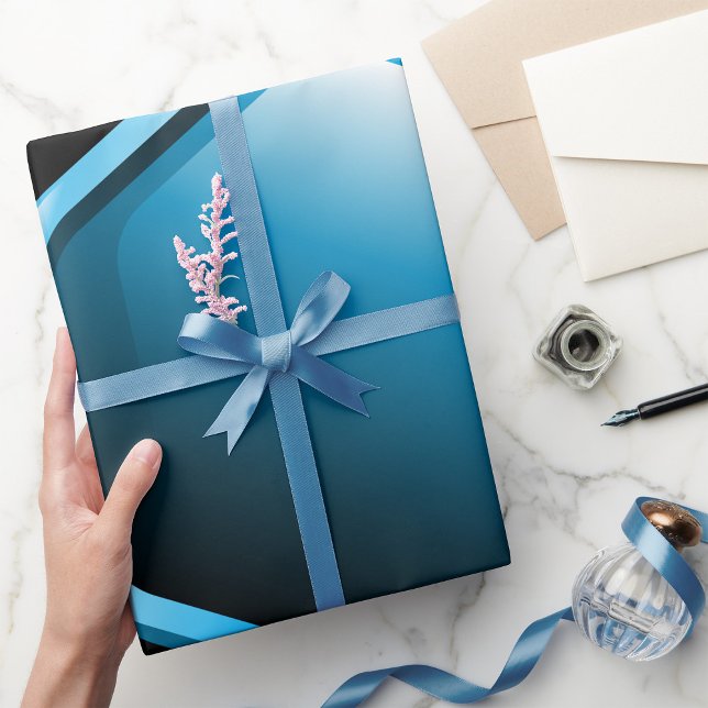 Blue Hexagon Wrapping Paper Geschenkpapier (Von Creator hochgeladen)