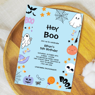 Blue Hey Boo Niedlich Ghost Halloween 5. Geburtsta Einladung