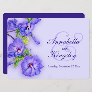 Blue hibiscus flower wedding invitation einladung