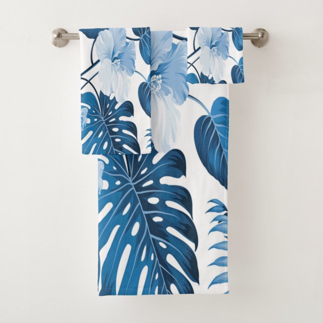 Blue Hibiskus Blume Classy Tropical Beach House  Badhandtuch Set (Insitu)