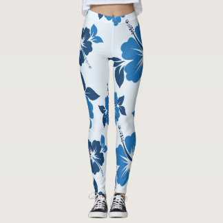 Blue Hibiskus Blume Leggings