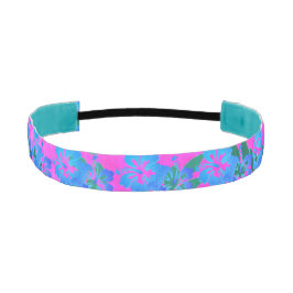 Blue Hibiskus Blume über Lila tropisches Headband