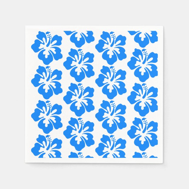 Blue Hibiskus Hawaiian Blume Luau Birthday Serviette (Vorderseite)