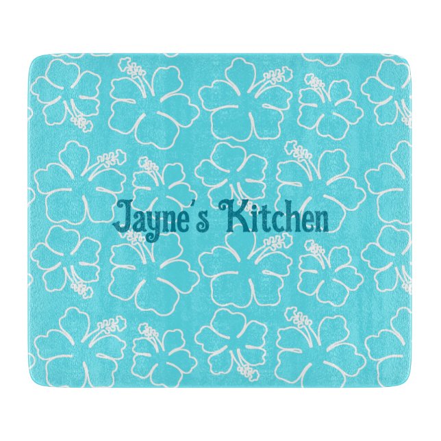 Blue Hibiskus Personalisiert Cutting Board Schneidebrett (Vorderseite)