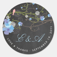 Blue Hibiskus & Swallows Blumenkhalkboard Hochzeit