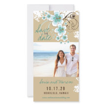 Blue Hibiskus Tropical Wedding Foto Save the Date