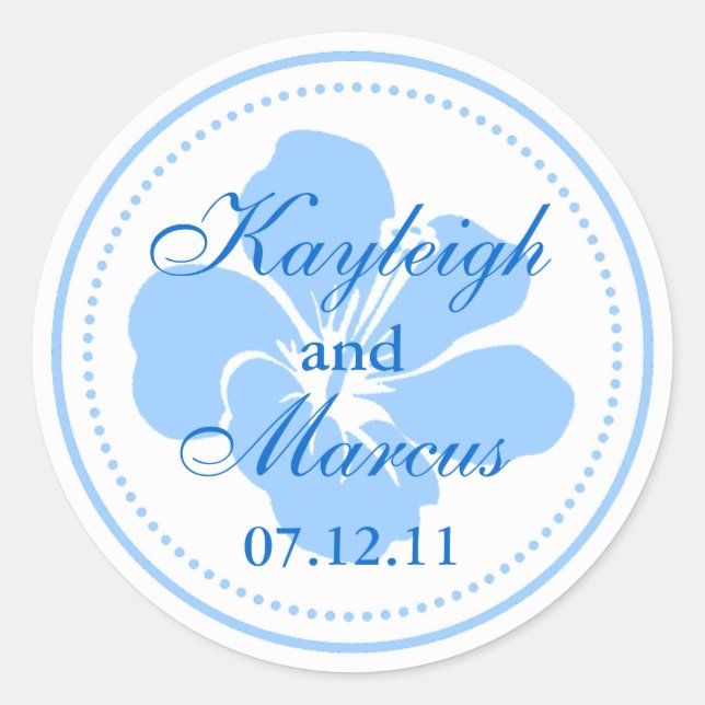 Blue Hibiskus Wedding Sticker (Vorderseite)