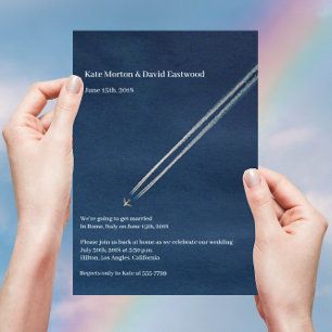 ©Blue High Altitude Airplane Hochzeit in Urlaubsor Einladung