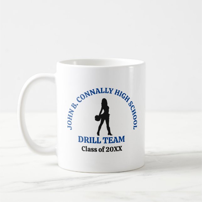 Blue High School Drill Team Tänzerin Personalisier Kaffeetasse (Links)