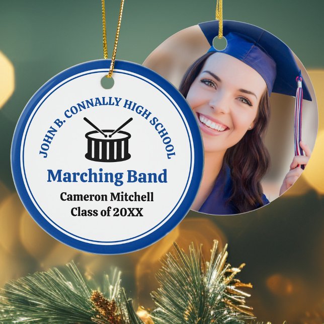 Blue High School Marching Band Custom Christmas Keramik Ornament (Von Creator hochgeladen)