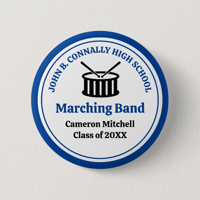 Blue High School Marching Band individuell anpassb Button (Vorderseite)
