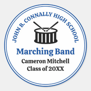 Blue High School Marching Band individuell anpassb Runder Aufkleber