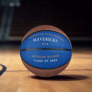 Blue High School Team Player Custom Abschluss Mini Basketball