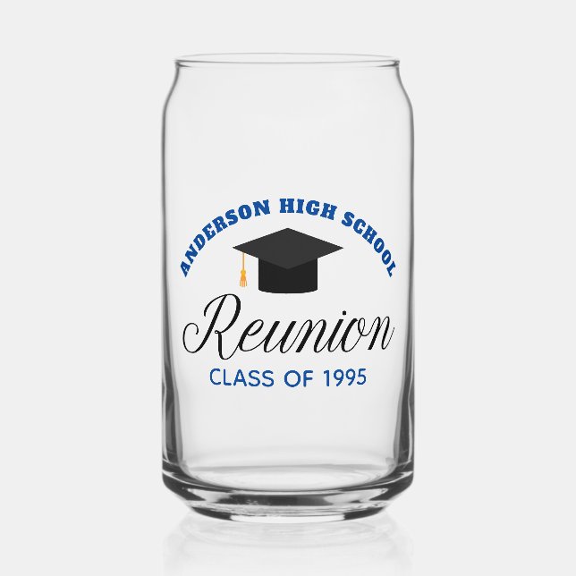 Blue High School Wiedersehen Party Custom Alumni Dosenglas (Vorderseite)