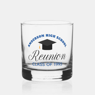 Blue High School Wiedersehen Party Custom Alumni Whiskyglas