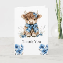 Blue Highland Cow Vielen Dank Karte