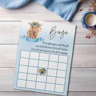 Blue Highland Kuh Baby Shower Bingo Spiel Notizblock