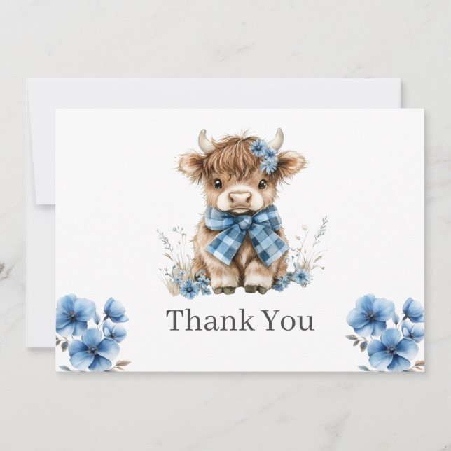 Blue Highland Kuw Flat Danke Karte (Vorderseite)