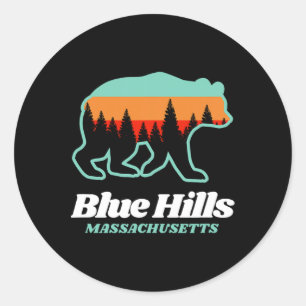 Blue Hills Machusetts Skifahren Snowboarden Runder Aufkleber