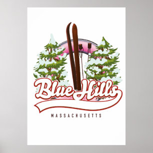 Blue Hills Massachusetts Ski-Logo Poster