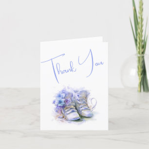 Blue Hinterns Boy Baby Dusche Dankeskarte