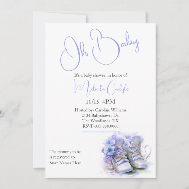 Blue Hinterns Boy Baby Dusche Einladung (Vorderseite)