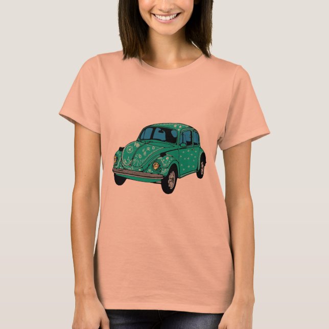 Blue Hippie Car Raglan T - Shirt (Vorderseite)