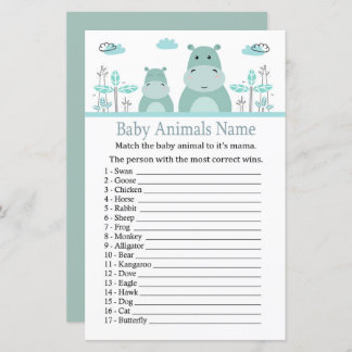 Blue Hippo Baby Animals Name Game