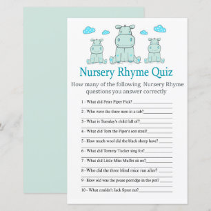 Blue Hippo Kinderzimmer Rhyme Quiz Babyduschenspie