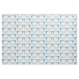 Blue Hipster Geek Glasses Fabric Stoff