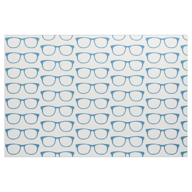 Blue Hipster Geek Glasses Fabric Stoff (Fat Quarter (45,7 x 55,9 cm))