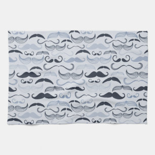 Blue Hipster Mustaches Handtuch