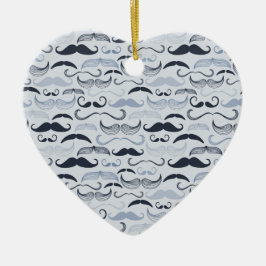 Blue Hipster Mustaches Keramikornament