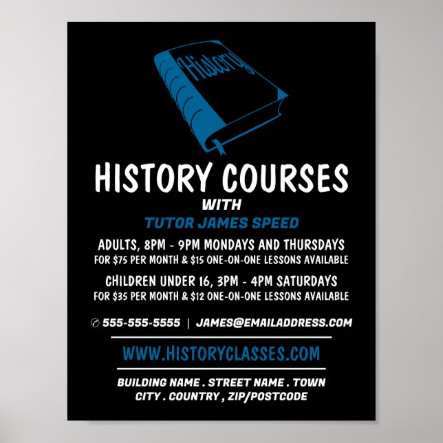 Blue History Book, History Course Advertising Poster (Vorne)