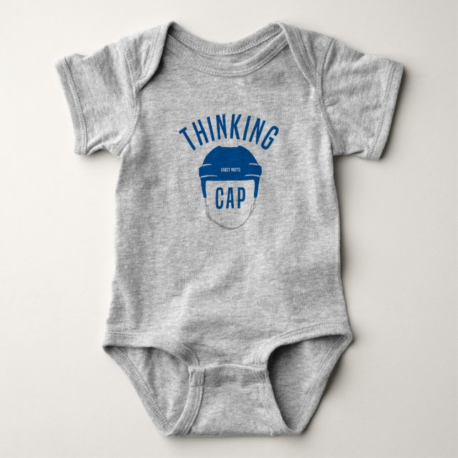 Blue Hockey Helmet Thinking Cap Baby Bodysuit Strampler (Vorderseite)