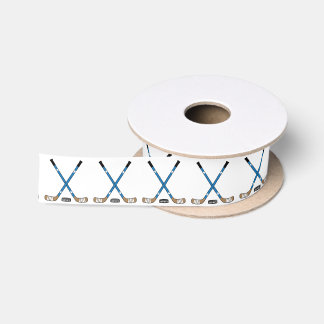 Blue Hockey Sticks und Puck Satin Ribbon Satinband