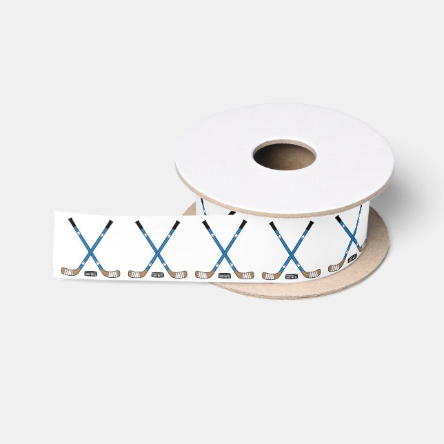 Blue Hockey Sticks und Puck Satin Ribbon Satinband (Spule)