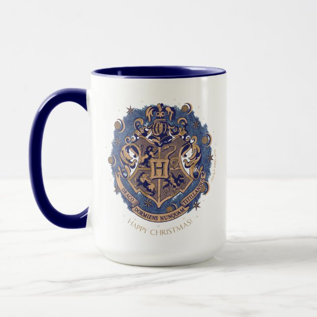 Blue HOGWARTS™ Wappen Holiday Wreath Tasse (Links)