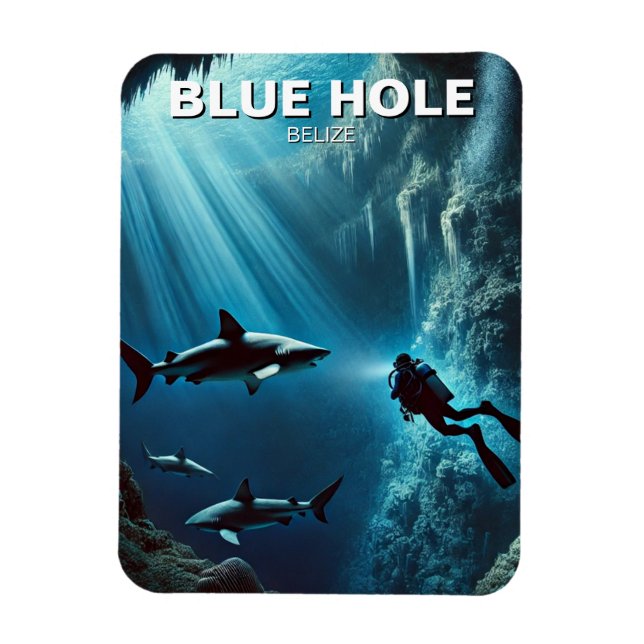 Blue Hole Belize Scuba Diving Magnet (Vertikal)