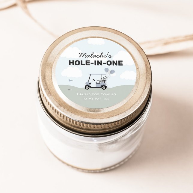 Blue Hole-in-One Golf 1. Geburtstag Gefallen für J Runder Aufkleber (Von Creator hochgeladen)