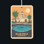 Blue Hole New Mexico Art Vintag Autolufterfrischer<br><div class="desc">Das Blaue Loch im Vektorkunststil. Das Blue Hole von Santa Rosa,  oder einfach das Blue Hole,  ist ein kreisförmiger,  glockenförmiger Pool oder ein kleiner See entlang der Route 66 östlich von Santa Rosa.</div>
