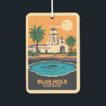 Blue Hole New Mexico Art Vintag Autolufterfrischer<br><div class="desc">Das Blaue Loch im Vektorkunststil. Das Blue Hole von Santa Rosa,  oder einfach das Blue Hole,  ist ein kreisförmiger,  glockenförmiger Pool oder ein kleiner See entlang der Route 66 östlich von Santa Rosa.</div>