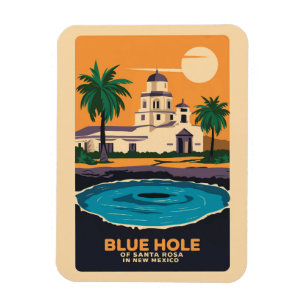 Blue Hole New Mexico Reise Kunst Vintage Magnet