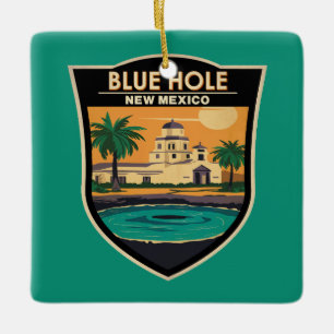 Blue Hole New Mexico Reisen Art Abzeichen Keramikornament